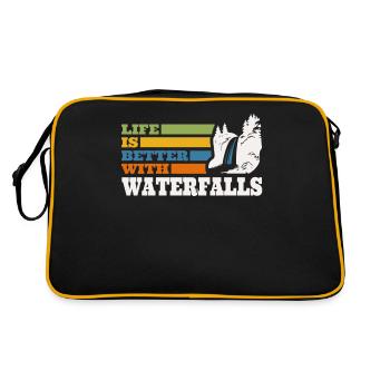 Life is better with waterfalls nature - Retro Bag - black/gold - Back