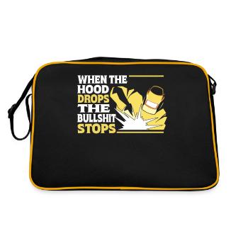 Wenn Der Helm Fällt Stoppt Der Unsinn Kreativer - Retro Tasche - Schwarz/Gold - Hinten
