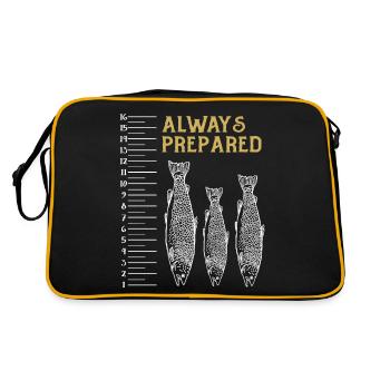 Always Prepared Fischmotiv mit Maßstab für Angler - Retro Tasche - Schwarz/Gold - Hinten