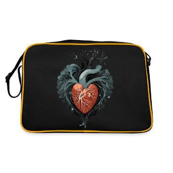 Heart, Organ, Vessels, Veins, Veins, Love - Retro Bag - black/gold - Back