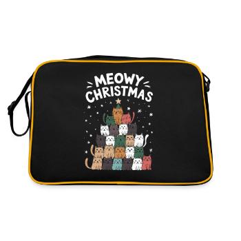 Meowy Christmas - Retro Tasche - Schwarz/Gold - Hinten