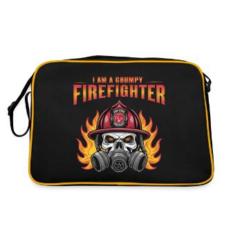 I AM A GRUMPY FIREFIGHTHER - Retro Bag - black/gold - Back
