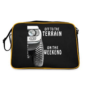 AUTO OFF TO THE TERRAIN ON THE WEEKEND - Retro Tasche - Schwarz/Gold - Hinten