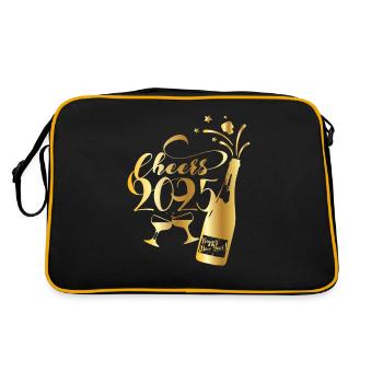 Cheers 2025 – Conception du réveillon du Nouvel An avec vin mousseux et verres - Sac Retro - noir/or - Dos