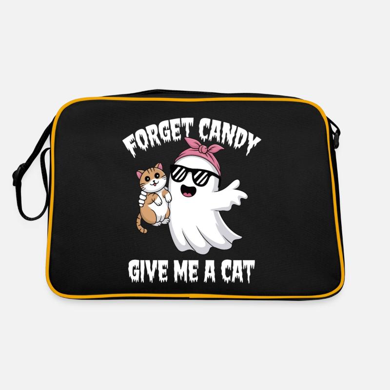 Halloween Cat Forget Candy Give Me A Cat Retro Bag
