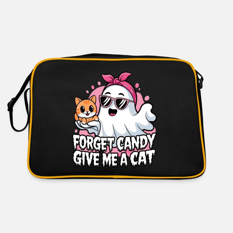 Halloween Cat Forget Candy Give Me A Cat Retro Bag