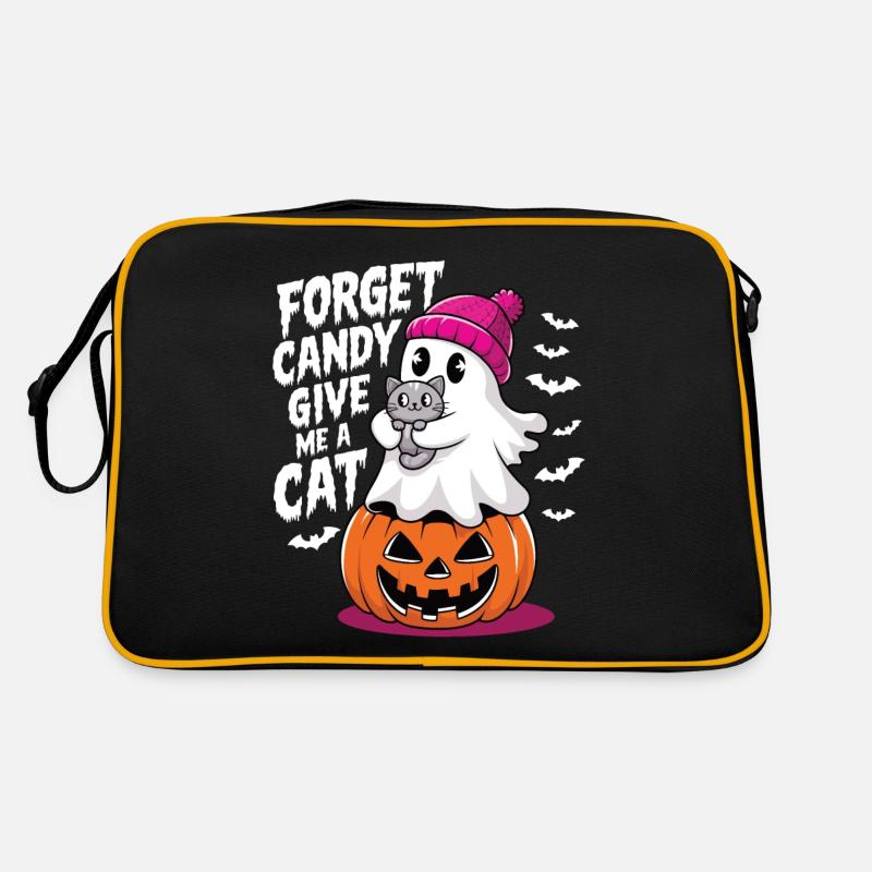 Halloween Cat Forget Candy Give Me A Cat Retro Bag