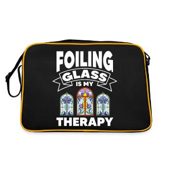 Foiling Glass Is My Therapy Stained Glass Artist - Retro Tasche - Schwarz/Gold - Hinten