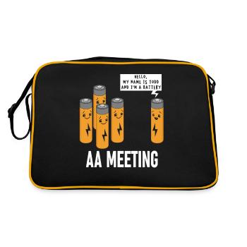 AA Meeting Witziges Batterie Cartoon Design - Retro Tasche - Schwarz/Gold - Hinten