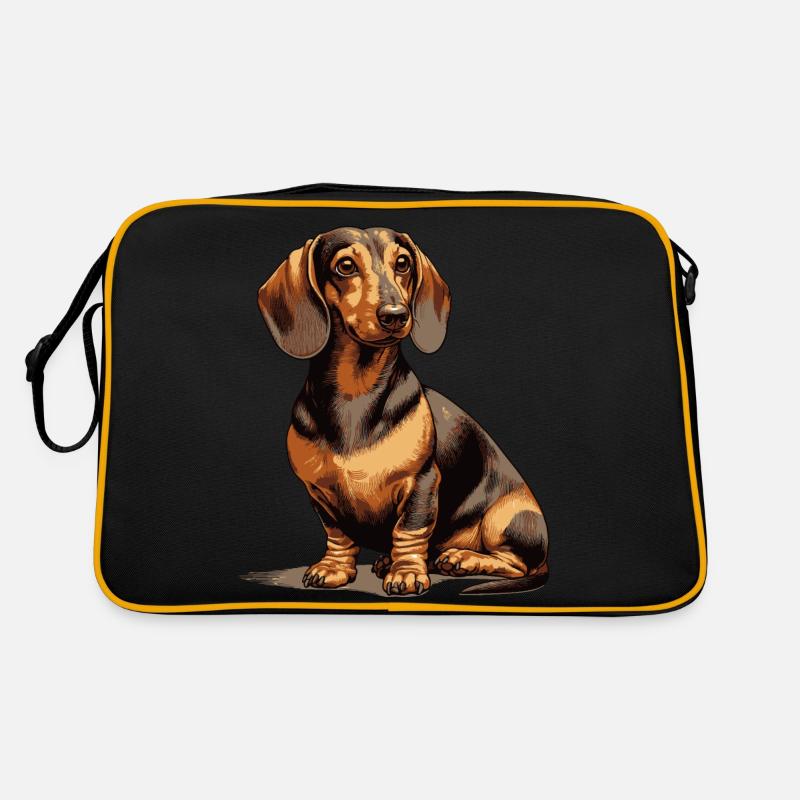 Sitzender Dackel Retro Tasche