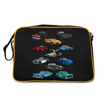 Retro Autos.Automobil Liebhaber T-Shirt - Retro Tasche - Schwarz/Gold - Hinten