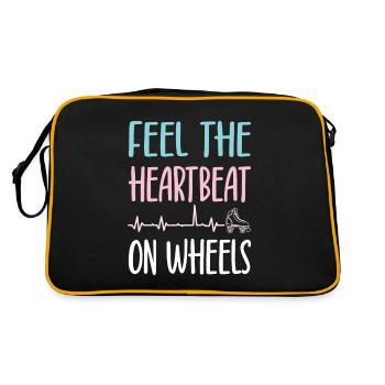 Rollerskater Party Feel Heartbeat On Wheels Gift - Retro Tasche - Schwarz/Gold - Hinten
