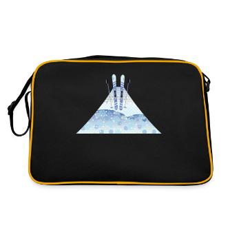 Winter Skifahren Abenteuer Design Winter Skiing - Retro Tasche - Schwarz/Gold - Hinten