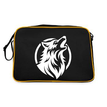Howling wolf as protector of the forest - Retro Bag - black/gold - Back