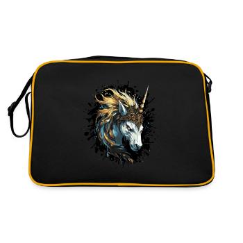 Licorne Animal Créature Mythique Couronne - Sac Retro - noir/or - Dos