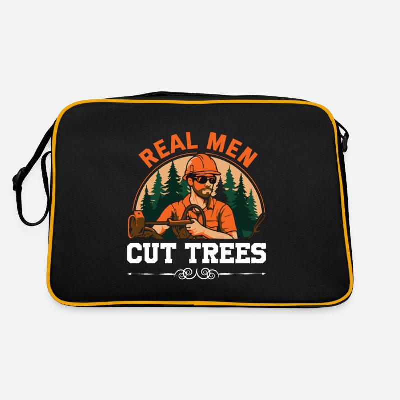 Echte Männer fällen Bäume Retro Tasche