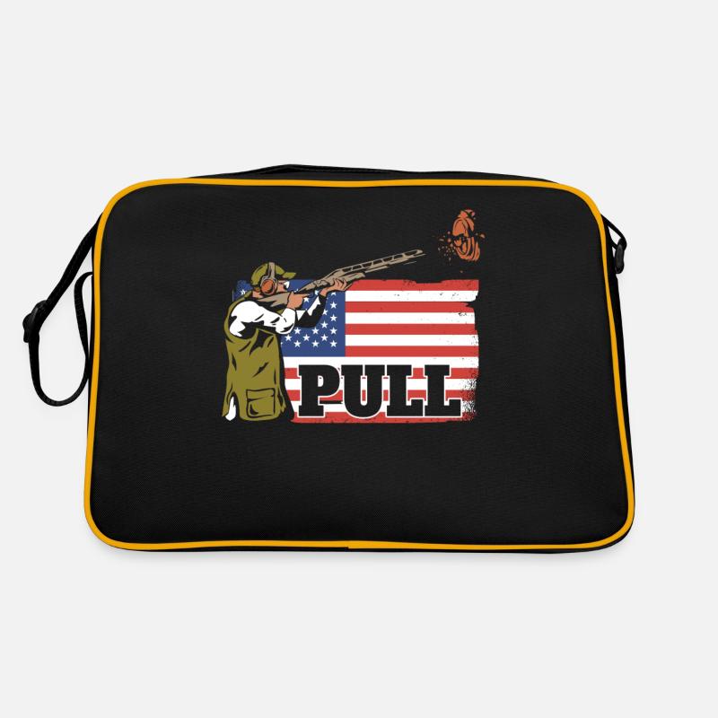 Pull Schießsport USA Flagge Tontaubenschießen Retro Tasche