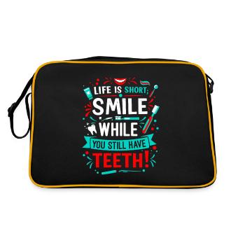 Life is short; smile while you still have teeth! - Retro Bag - black/gold - Back
