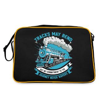 Gleise mögen sich biegen, aber mein Engagement für die Reise - Retro Tasche - Schwarz/Gold - Hinten