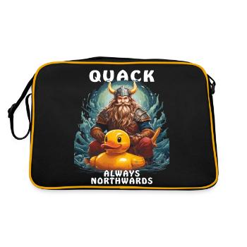 WIKINGER ENTE QUACK ALWAYS NORTHWARDS - Retro Tasche - Schwarz/Gold - Hinten