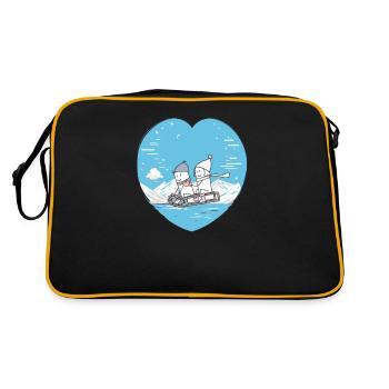 Mignon luge d’hiver couple coeur design - Sac Retro - noir/or - Dos