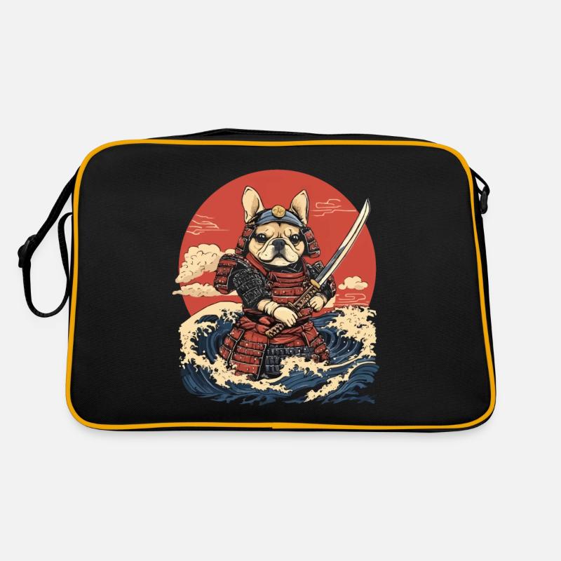 Bouledogue Français Samouraï Guerrier Vagues Sac Retro