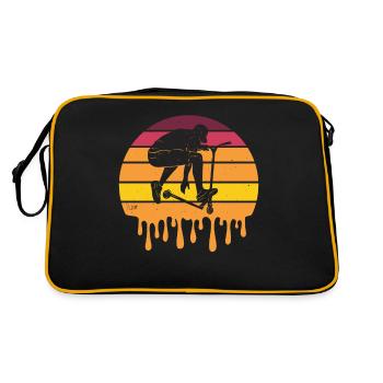 Cooler Scooterfahrer Vor Retro Sonnenuntergang - Retro Tasche - Schwarz/Gold - Hinten
