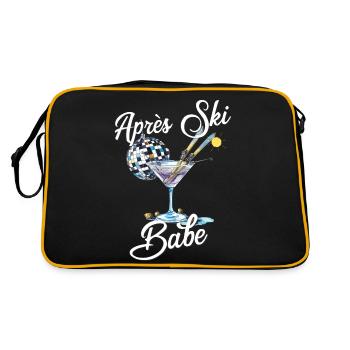 Apres Ski Babe Frauen Ski Party Outfit feiern - Retro Tasche - Schwarz/Gold - Hinten