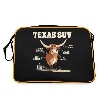 Texas SUV Funny Bull Cartoon with Funny - Retro Bag - black/gold - Back