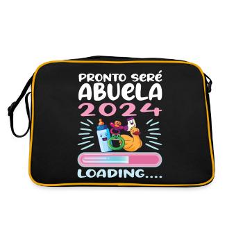 Oma 2024 werdende Oma 2024 Loading - Retro Tasche - Schwarz/Gold - Hinten