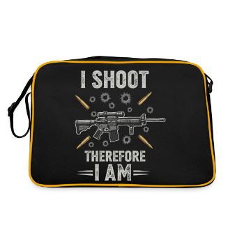 Ich schieße, also bin ich. - Retro Tasche - Schwarz/Gold - Hinten