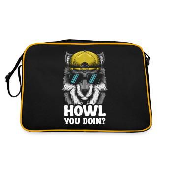 Cool Wolf Graphic With Sunglasses And Cap – Howl - Retro Bag - black/gold - Back
