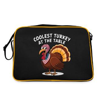 Dinde drôle de Thanksgiving - Sac Retro - noir/or - Dos