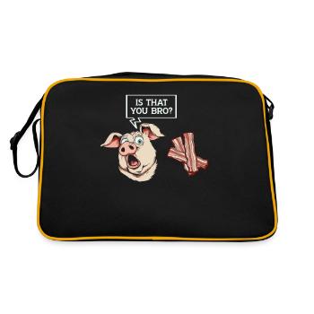 C'est ton frère ? Motif drôle de cochon et de bacon - Sac Retro - noir/or - Dos