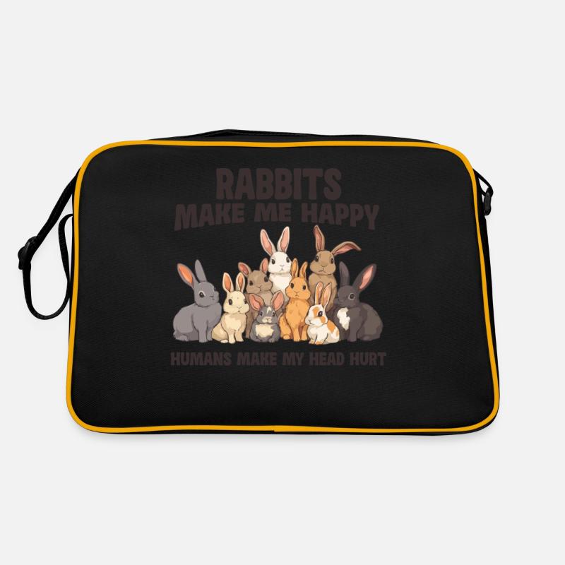 Rabbits Make Me Happy People Make - Retro Bag - black/gold