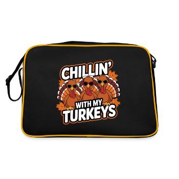 Dinde drôle de Thanksgiving - Sac Retro - noir/or - Dos
