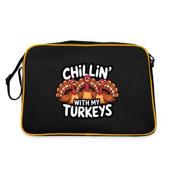 Dinde drôle de Thanksgiving - Sac Retro - noir/or - Dos