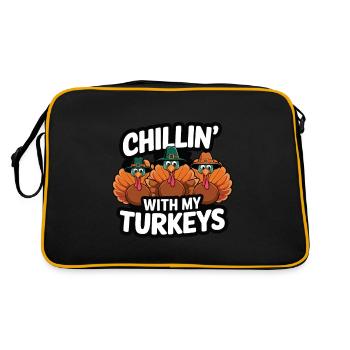 Dinde drôle de Thanksgiving - Sac Retro - noir/or - Dos