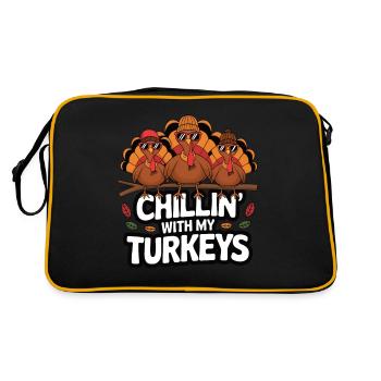 Dinde drôle de Thanksgiving - Sac Retro - noir/or - Dos