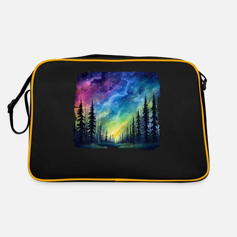 Magical forest landscape under a starry sky with Retro Bag