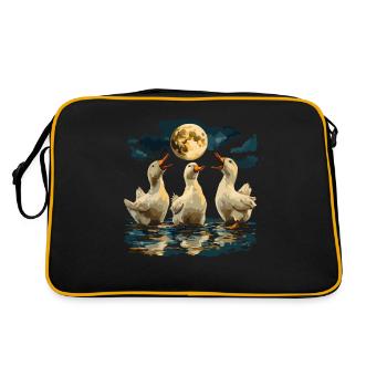 Trois canards au clair de lune au bord du lac - Sac Retro - noir/or - Dos