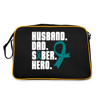 Husband Dad Sober Hero Addiction Recovery - Retro Tasche - Schwarz/Gold - Hinten