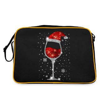 Verre à vin de Noël Père Noël Amateur de vin rouge - Sac Retro - noir/or - Dos