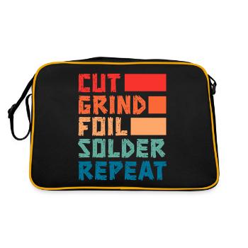 Cut Grind Foil Solder Repeat Stained Glass Artist - Retro Tasche - Schwarz/Gold - Hinten