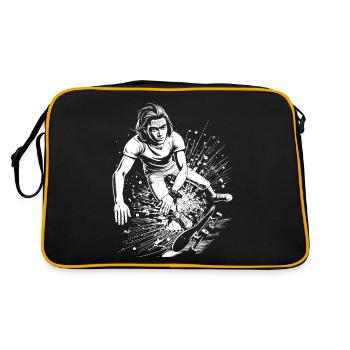 Humorvoller Skater-Sturz mit Action Shirt - Retro Tasche - Schwarz/Gold - Hinten
