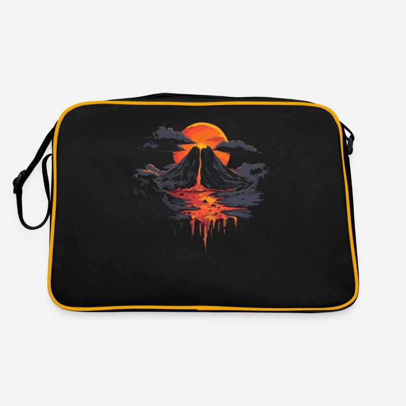 Volcanic landscape with dramatic sunset Retro Bag