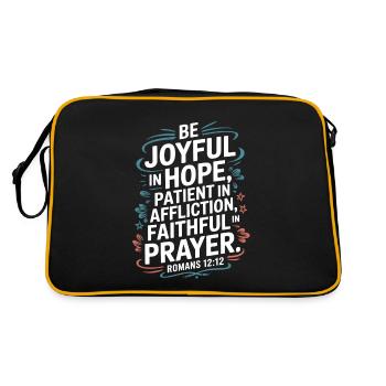 Be joyful in hope, patient in affliction, faithful - Retro Bag - black/gold - Back