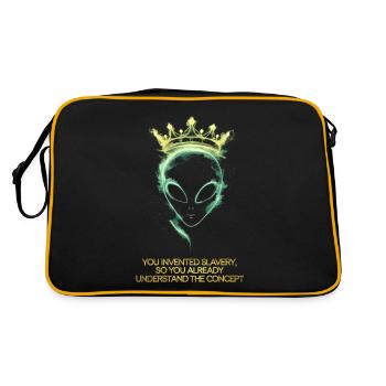 Alien with crown you invented slavery - Retro Bag - black/gold - Back