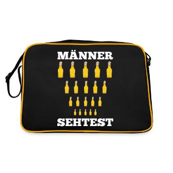 Bier Männer Sehtest Bier Spruch - Retro Tasche - Schwarz/Gold - Hinten