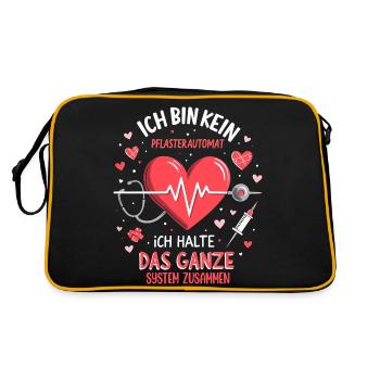 Ich Halte Das System - Pflege - Retro Tasche - Schwarz/Gold - Hinten